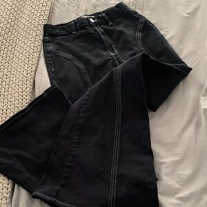 PacSun high rise top stitched bell bottom black 26 Flare Women's Jeans